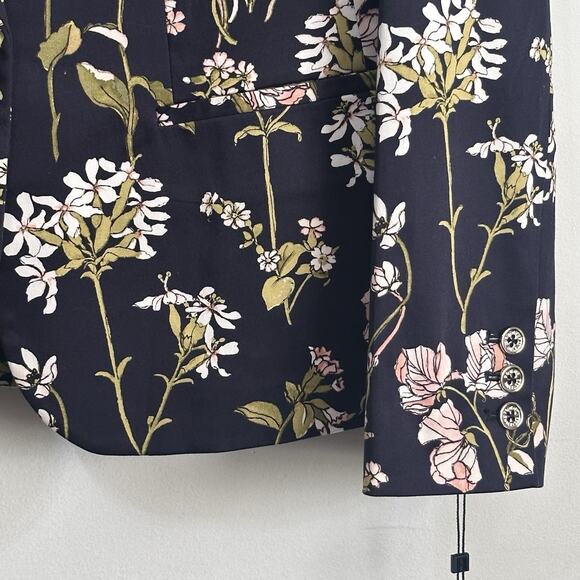 Tommy Hilfiger Blazer Size 10 Navy Floral Print Cotton Stretch Jacket Party NEW - Picture 2 of 11